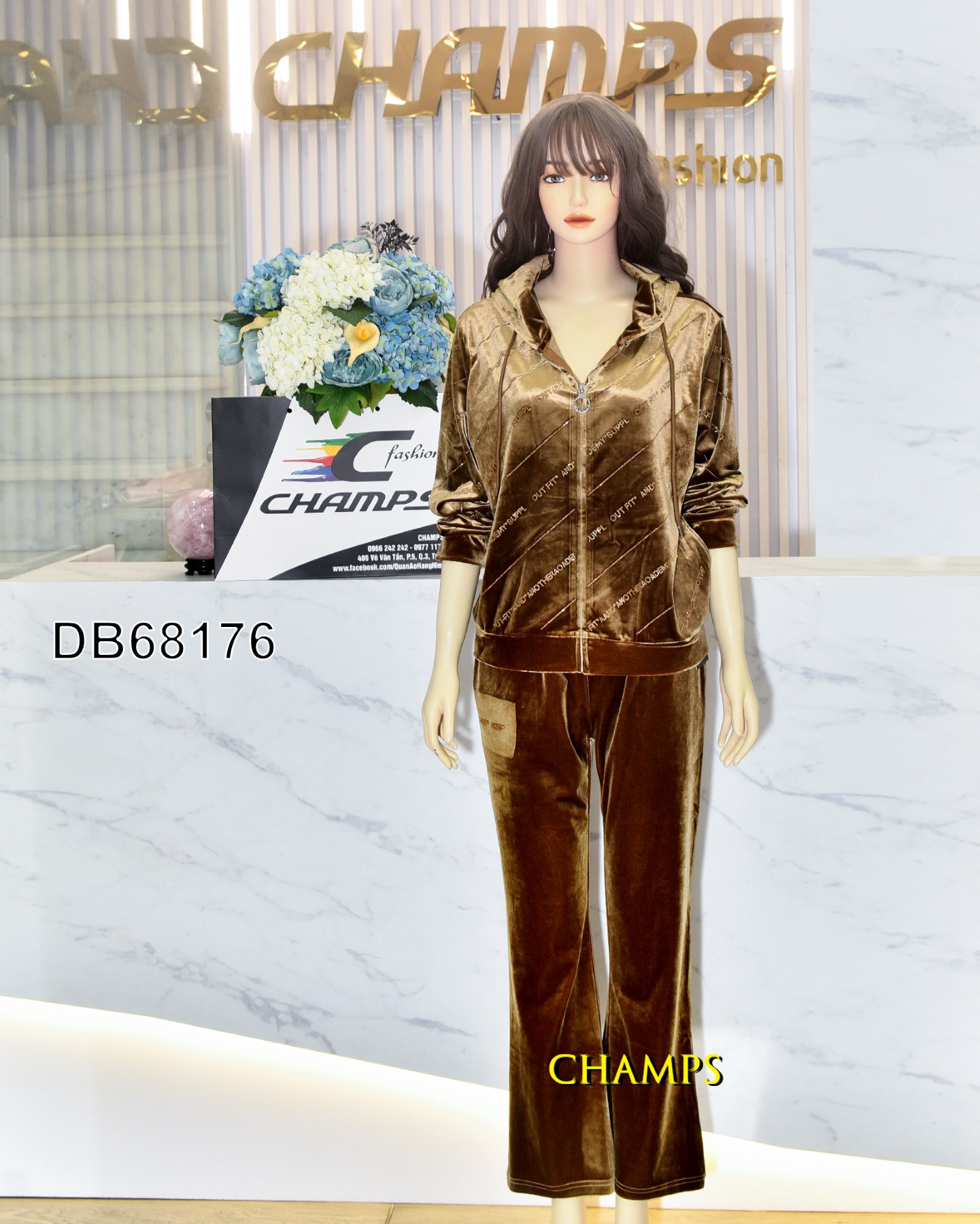 BỘ NHUNG ĐÍNH HẠT VÀNG ĐỒNG 68176