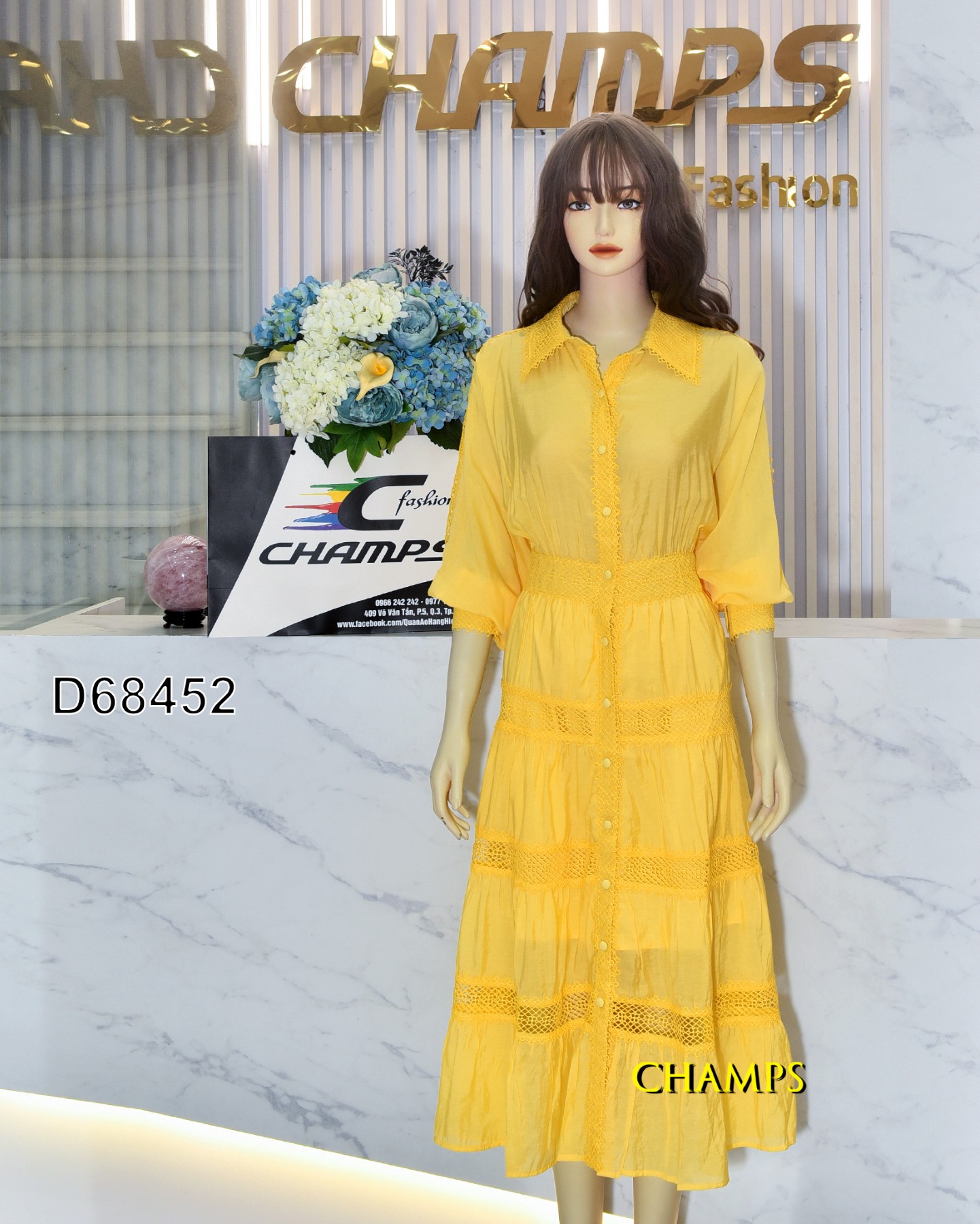 ĐẦM VÀNG DÀI REN 68452