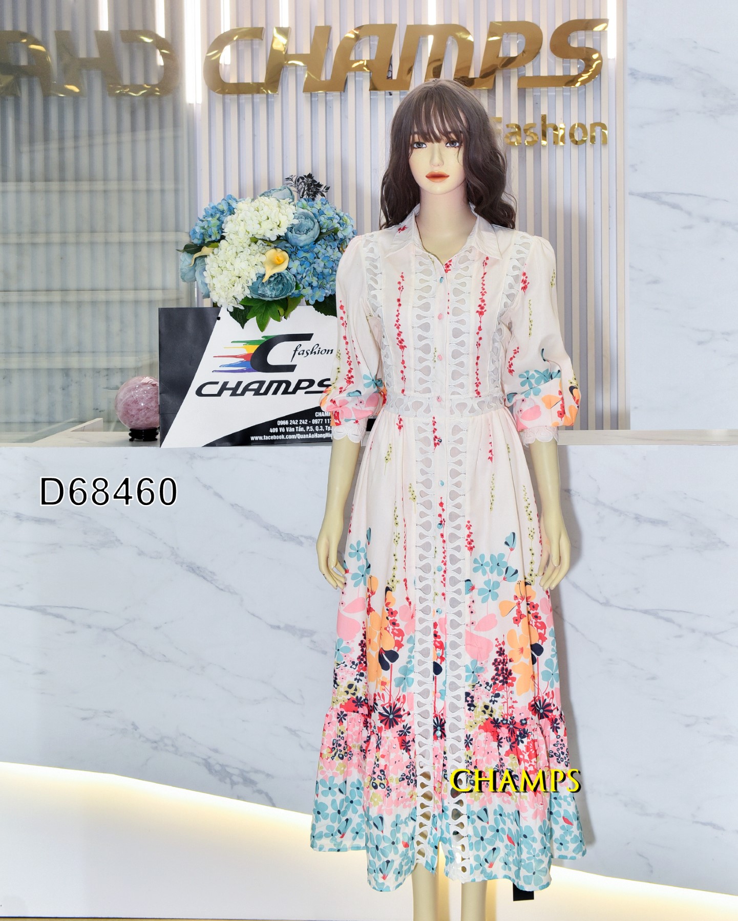 ĐẦM DÀI HOA VĂN CHÂN 68460