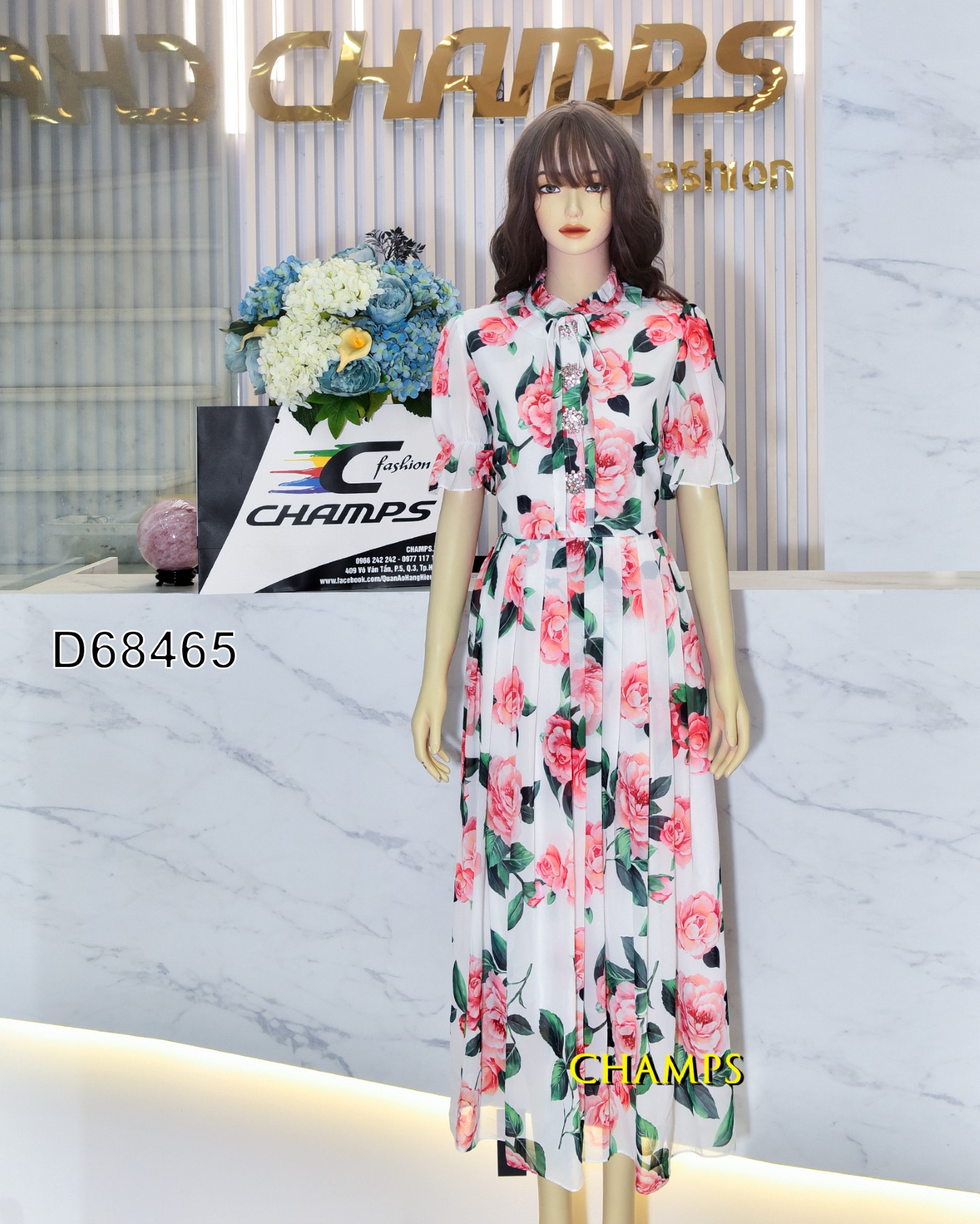 ĐẦM LỤA HOA DÀI D&G 68465