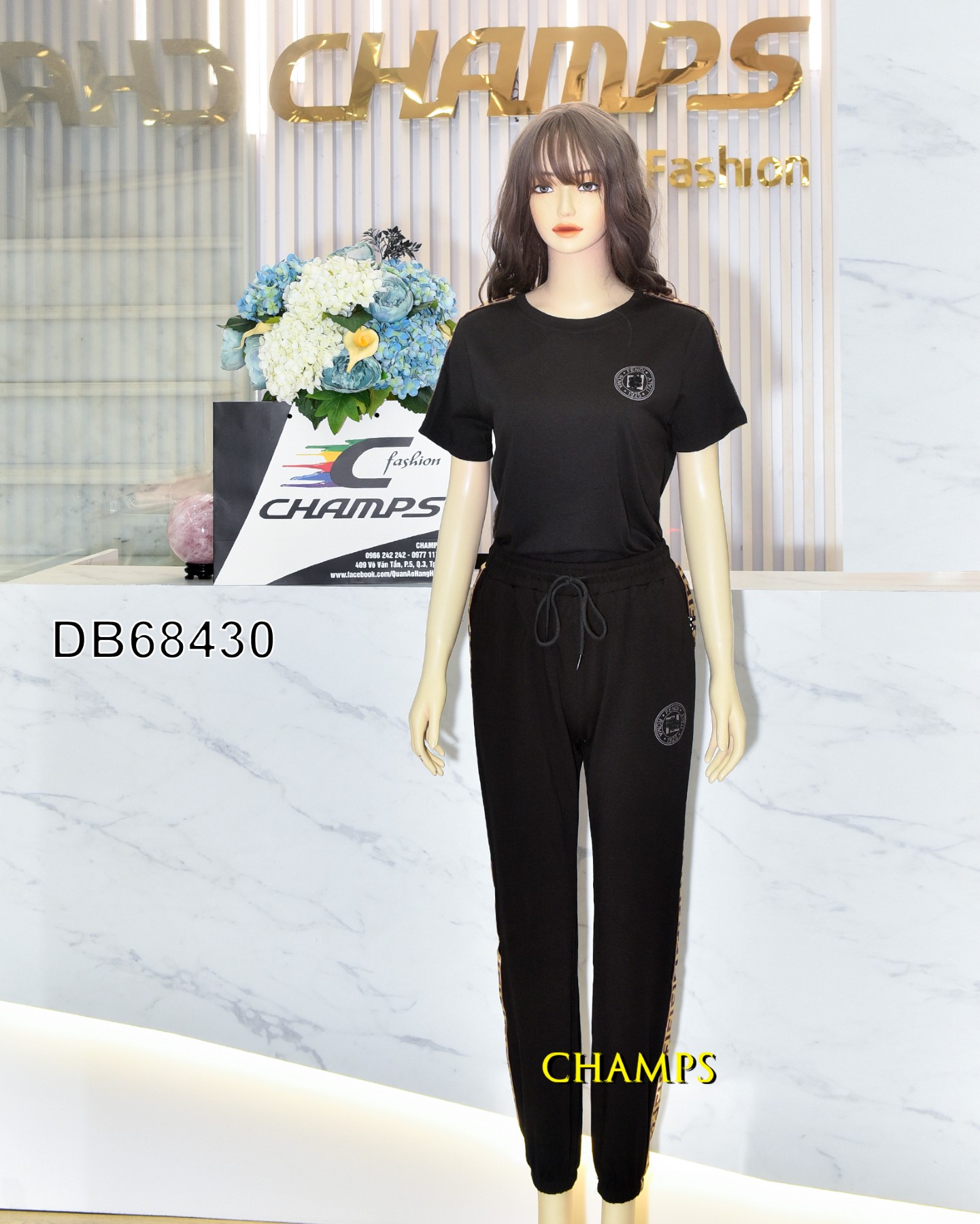 BỘ THUN ĐEN FENDI NÂU 68430
