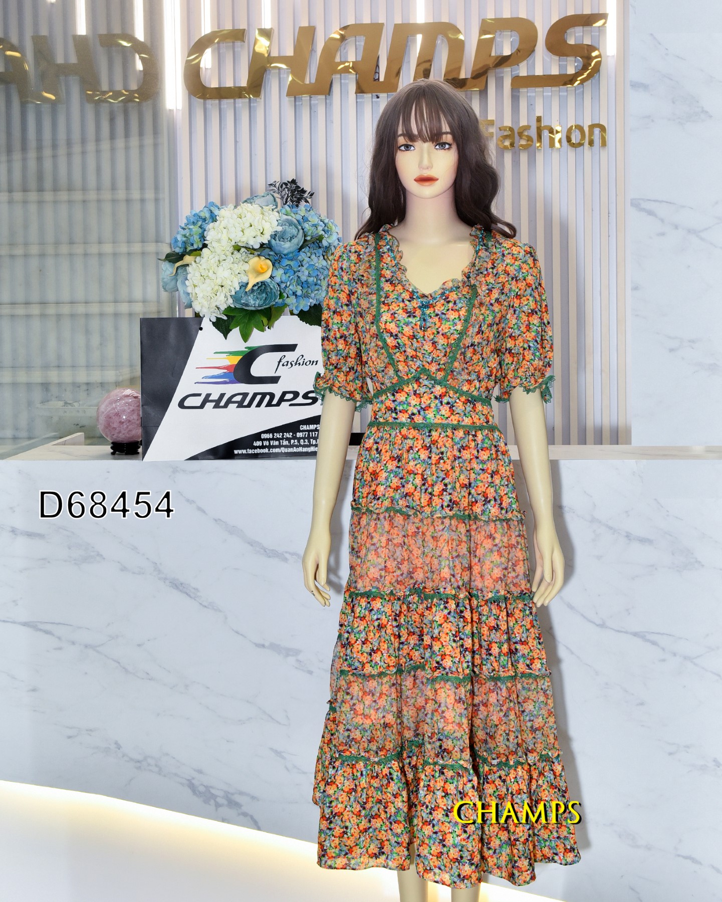 ĐẦM LỤA HOA DÀI 68454