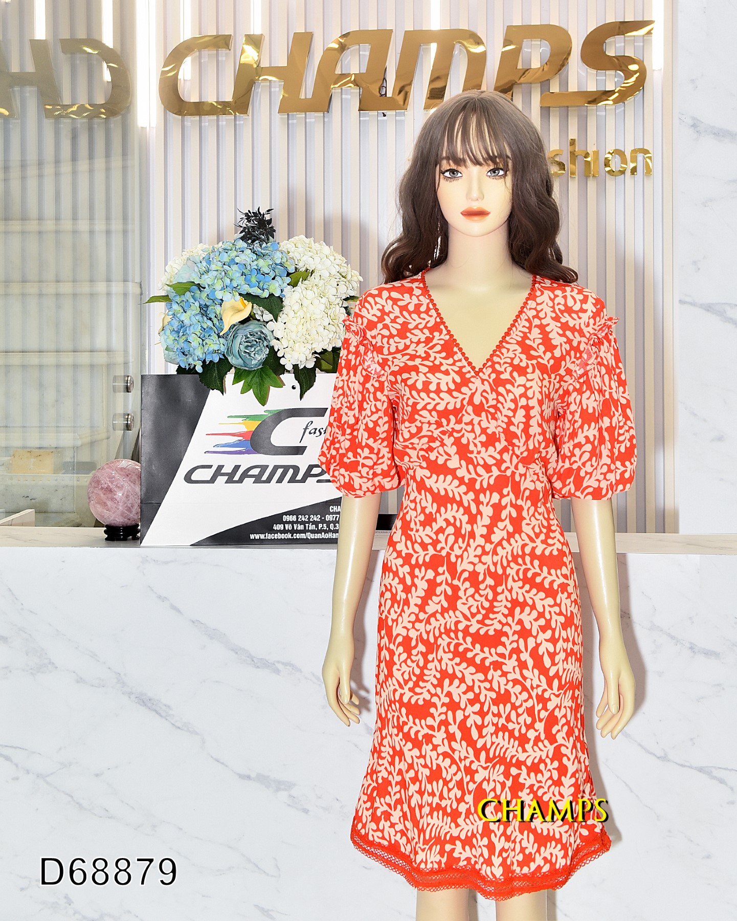 ĐẦM LỤA CAM HOA VĂN 68879