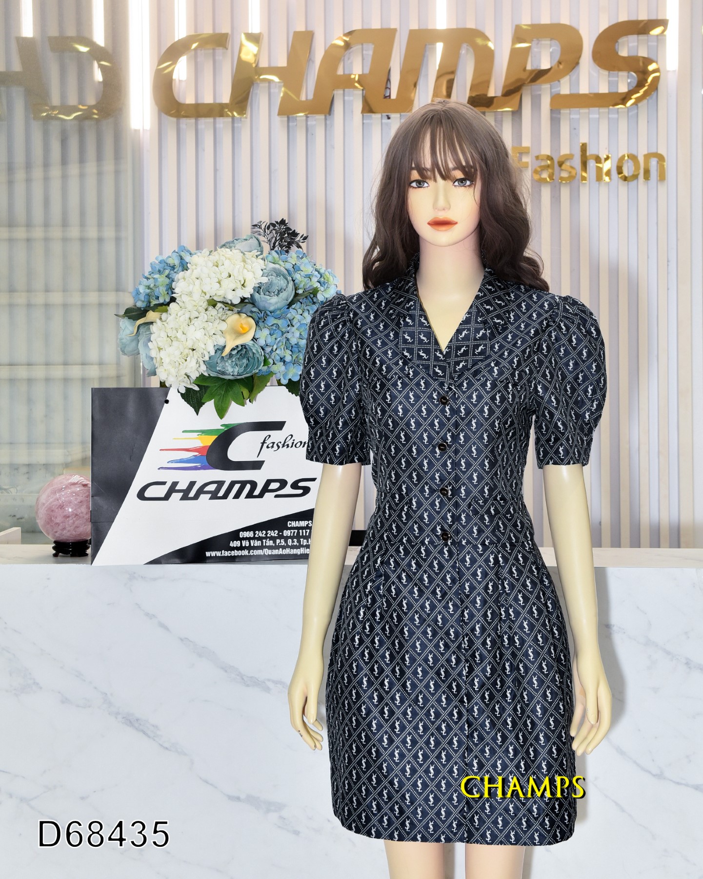 ĐẦM XANH VEST YSL 68435