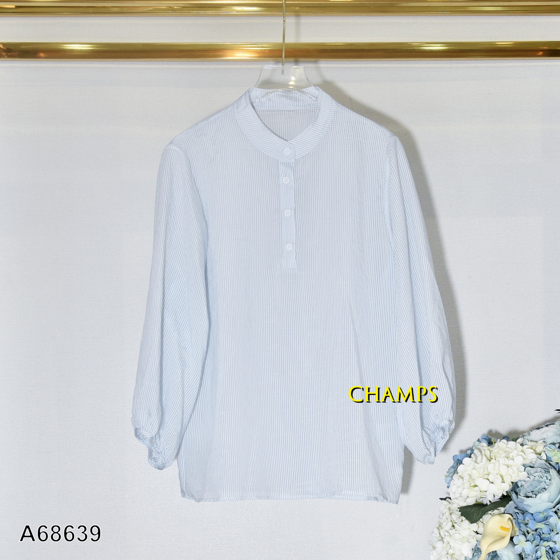 ÁO SƠ MI XANH KẺ CỔ TRỤ +LÓT 68639