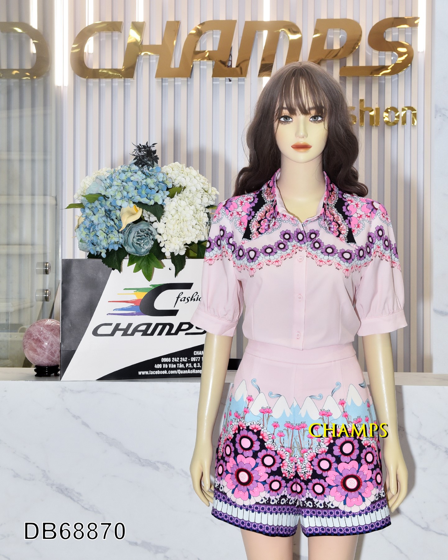 BỘ TÍM HOA VĂN D&G L 2 MÃ 68870