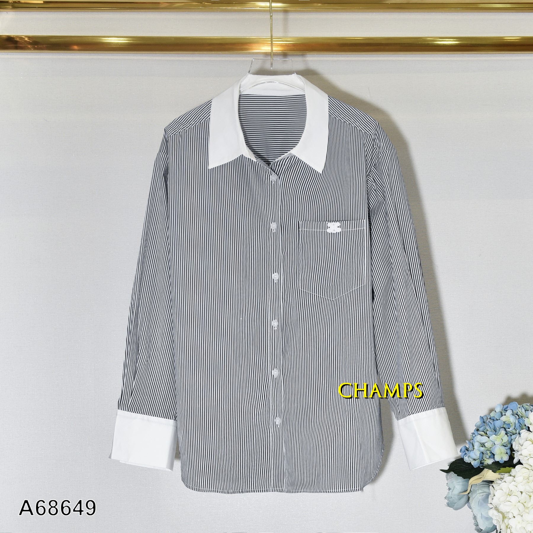 ÁO SƠ MI SÔ KẺ ĐEN PHỐI TRẮNG 68649