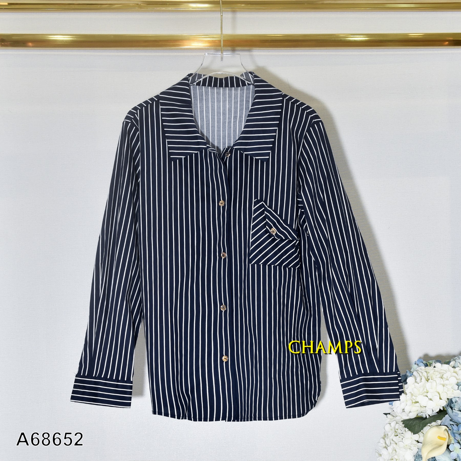 ÁO SƠ MI XANH ĐEN KẺ TÚI KIỂU 68652