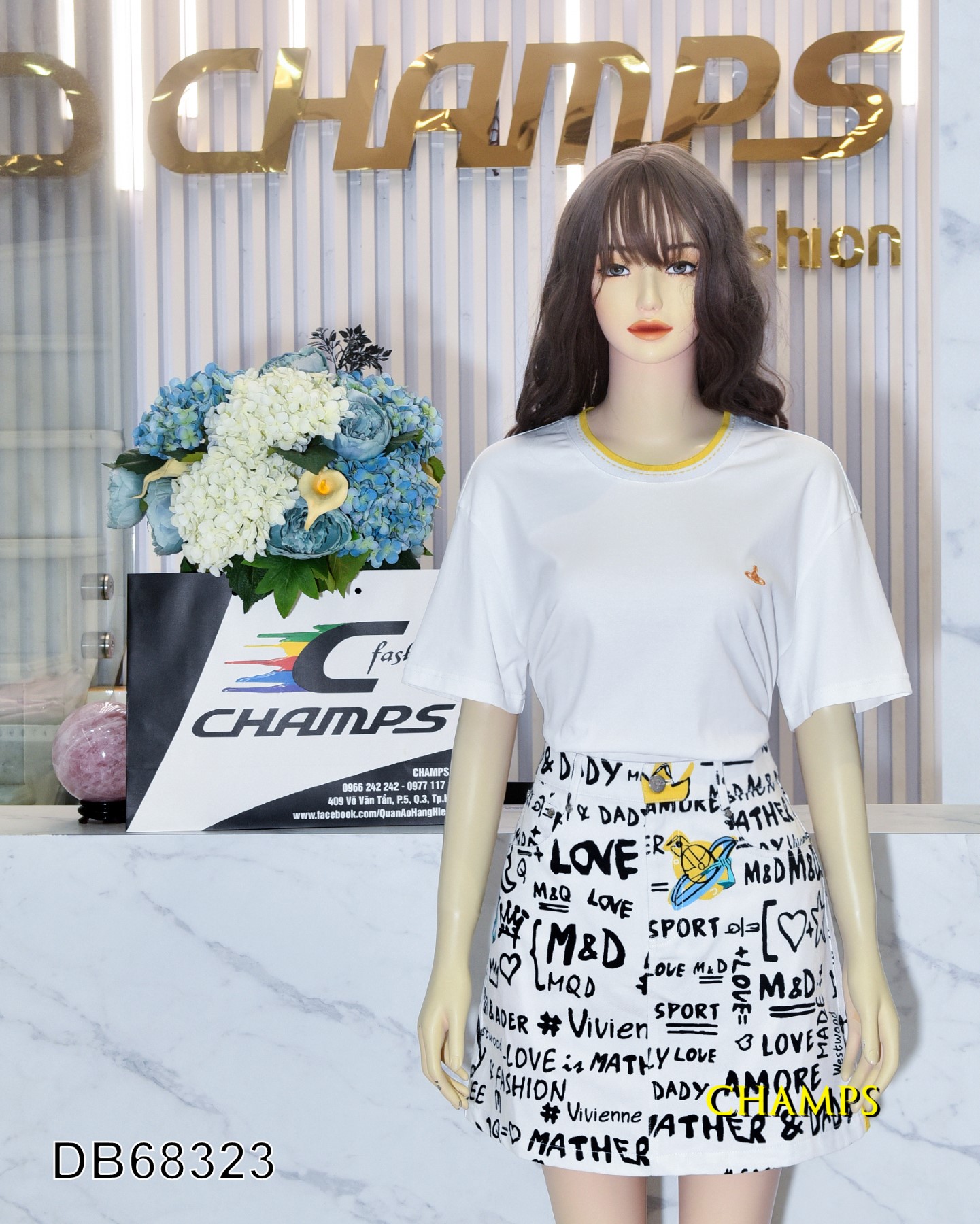 BỘ ÁO THUN +CV HOA TIẾT 68323