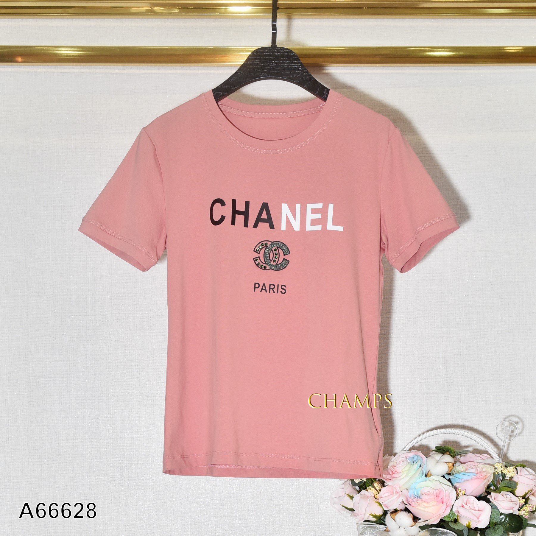 ÁO THUN HỒNG CHANEL CƯỜM 66628