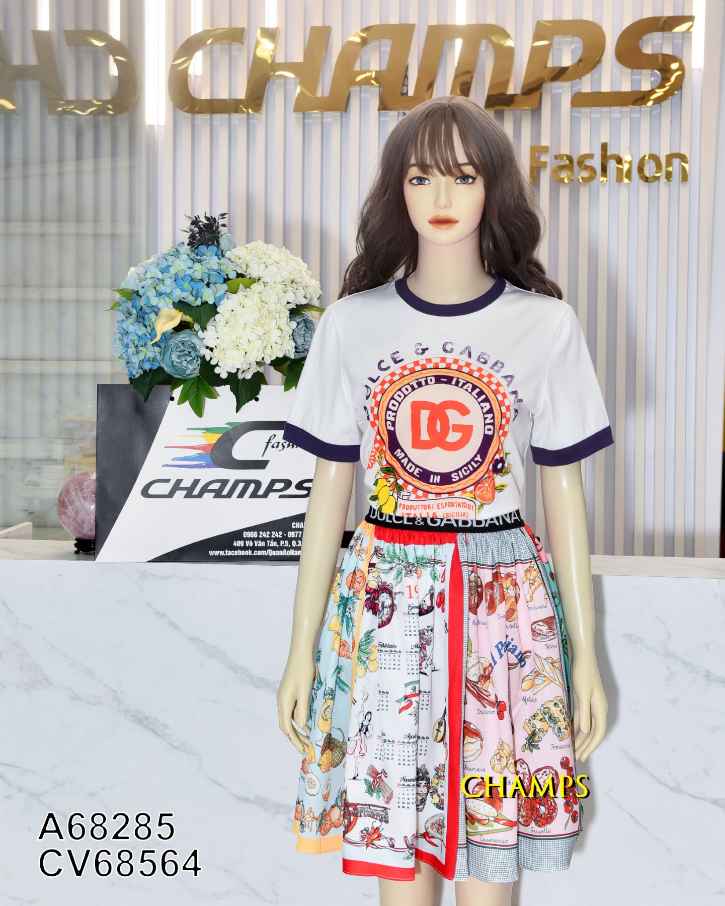CHÂN VÁY D&G LỤA MÀU NHIỀU 68564