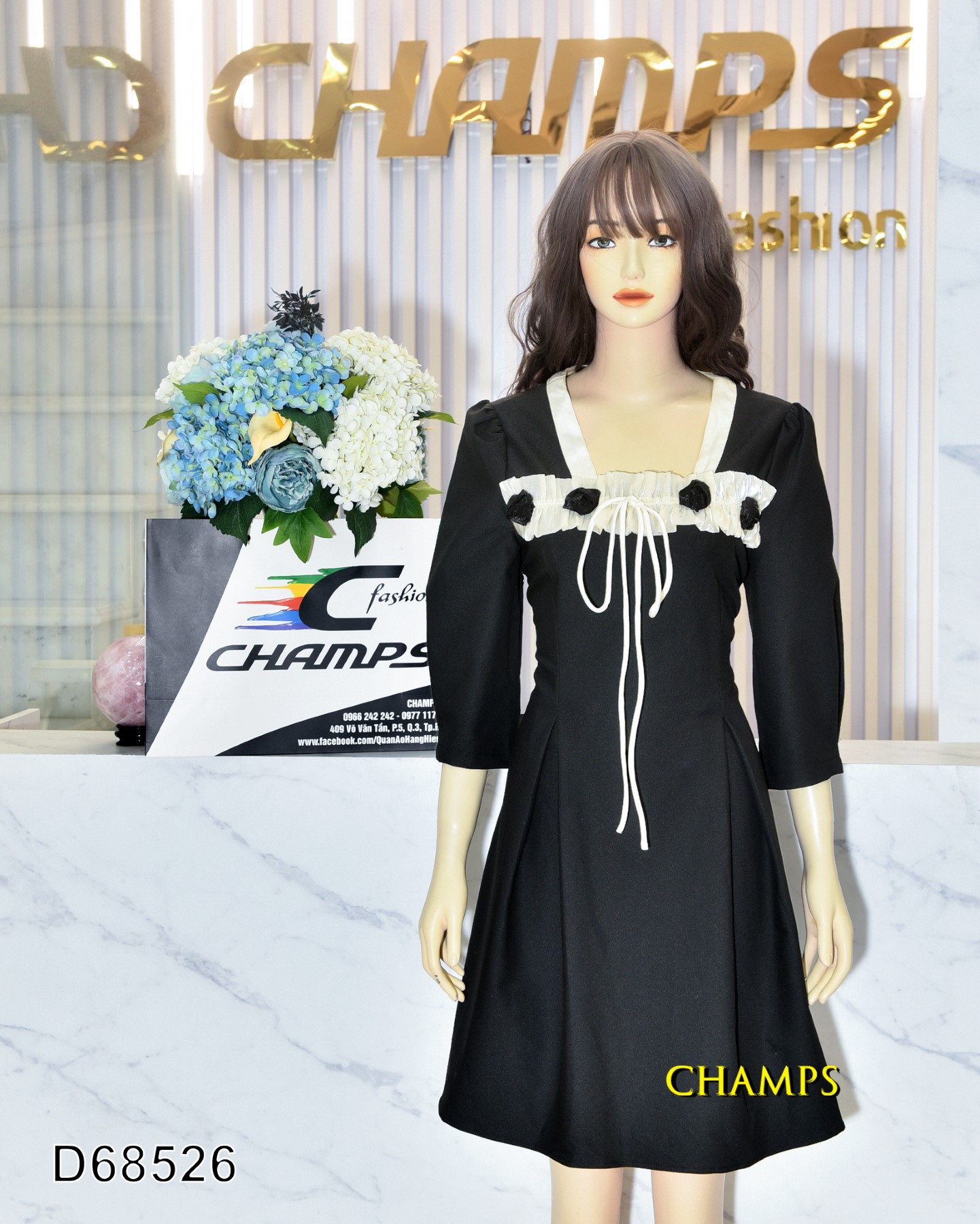 ĐẦM ĐEN ĐÍNH HOA 68526