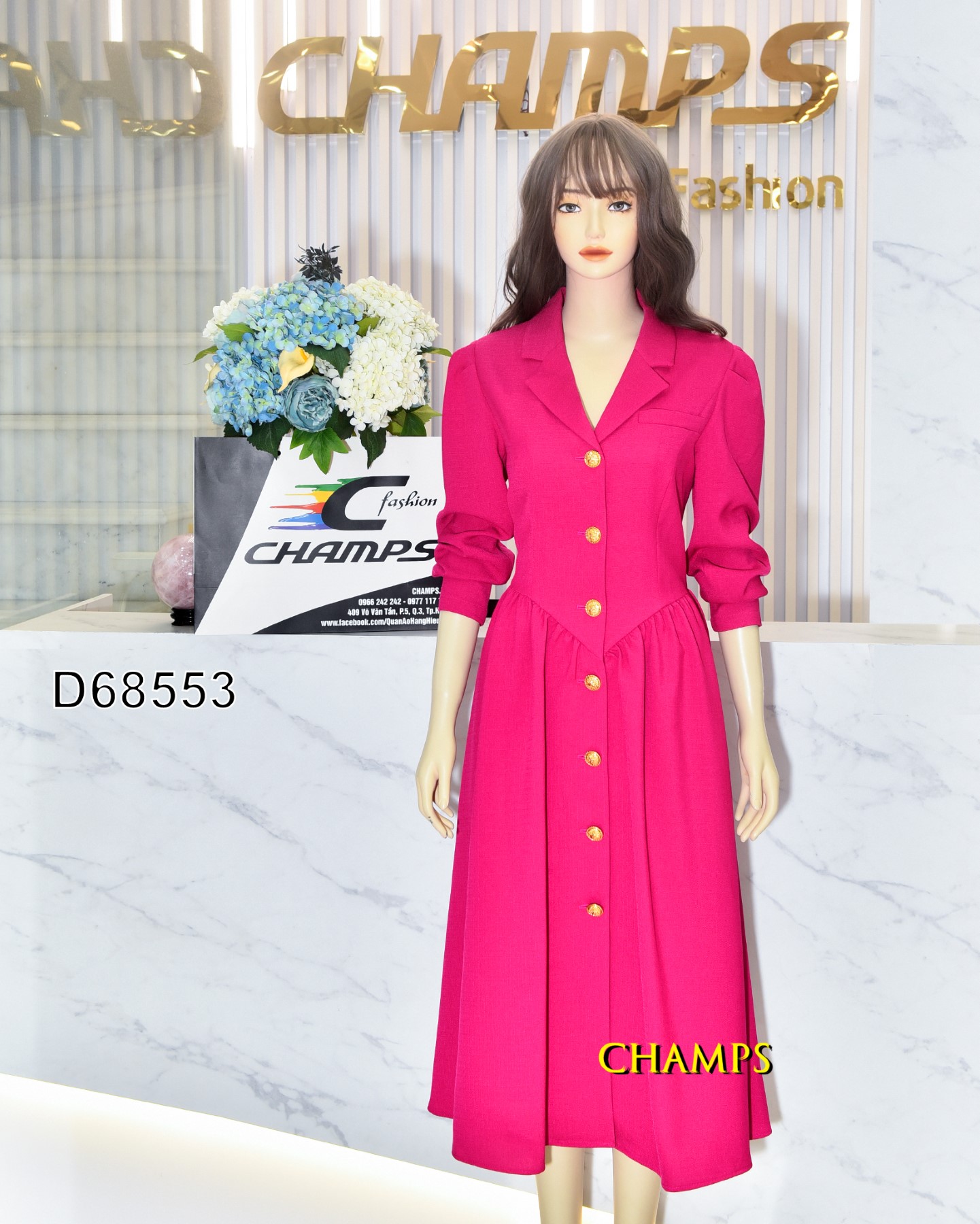 ĐẦM HỒNG SEN TAY DÀI 68553