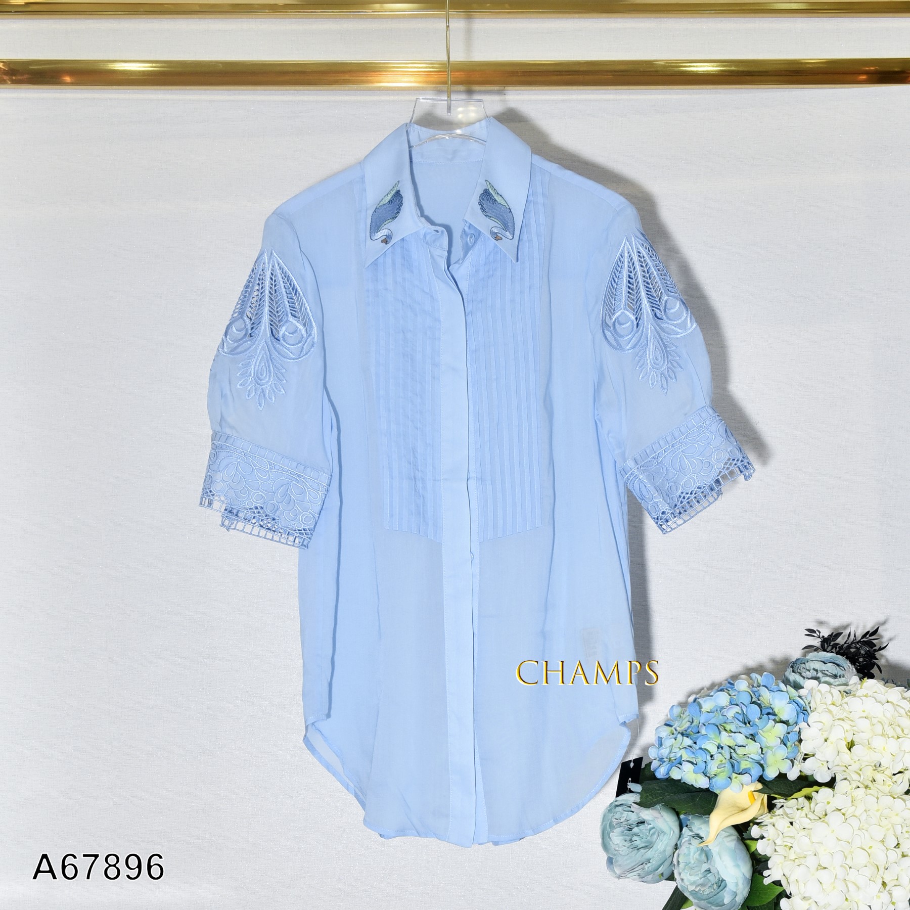 ÁO SƠ MI XANH CỔ THIÊN NGA 67896