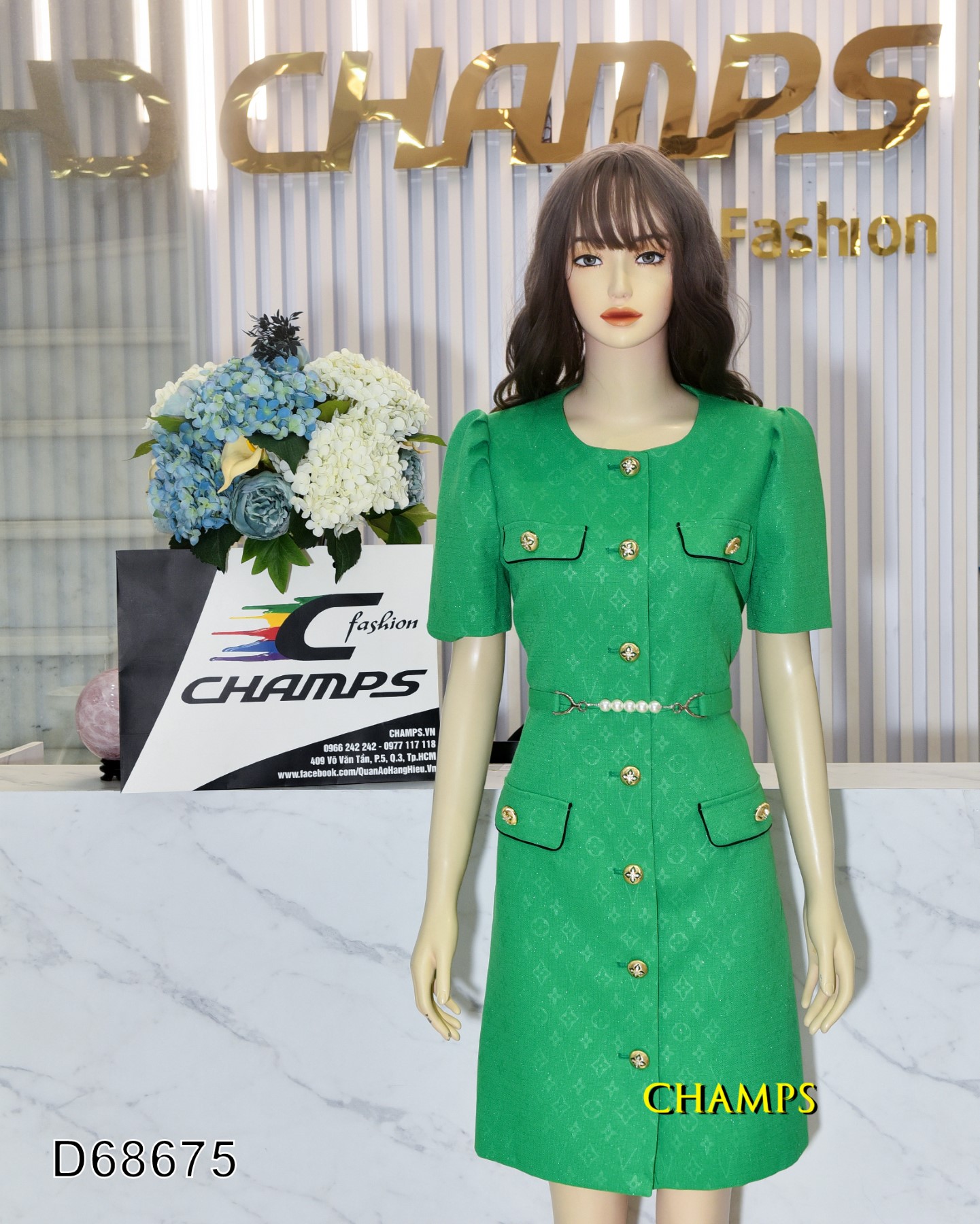 ĐẦM BỐ MỀM XANH LÁ LV ẨN +DN 68675