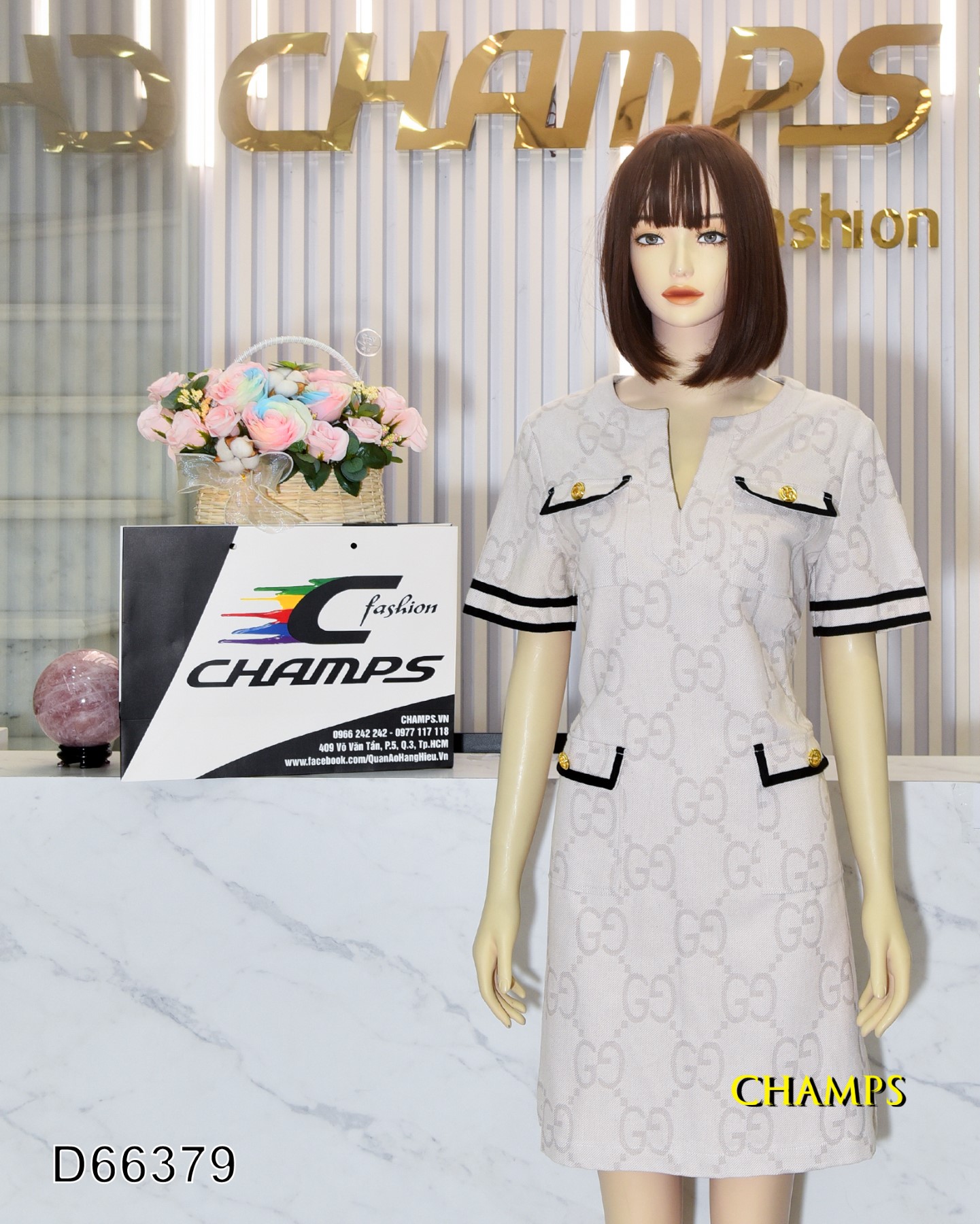 ĐẦM SUÔN XÁM KEM GUCCI 66379