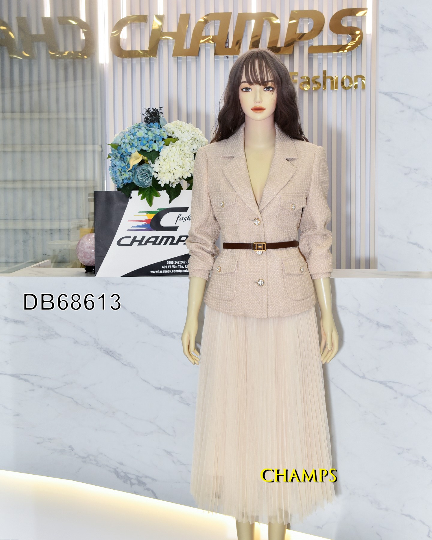 BỘ VEST DẠ KEM +CV XẾP LY DÀI 68613