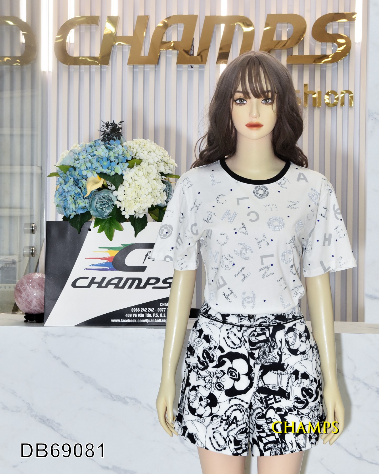 BỘ SHORT CHANEL +ÁO TRẮNG 69081