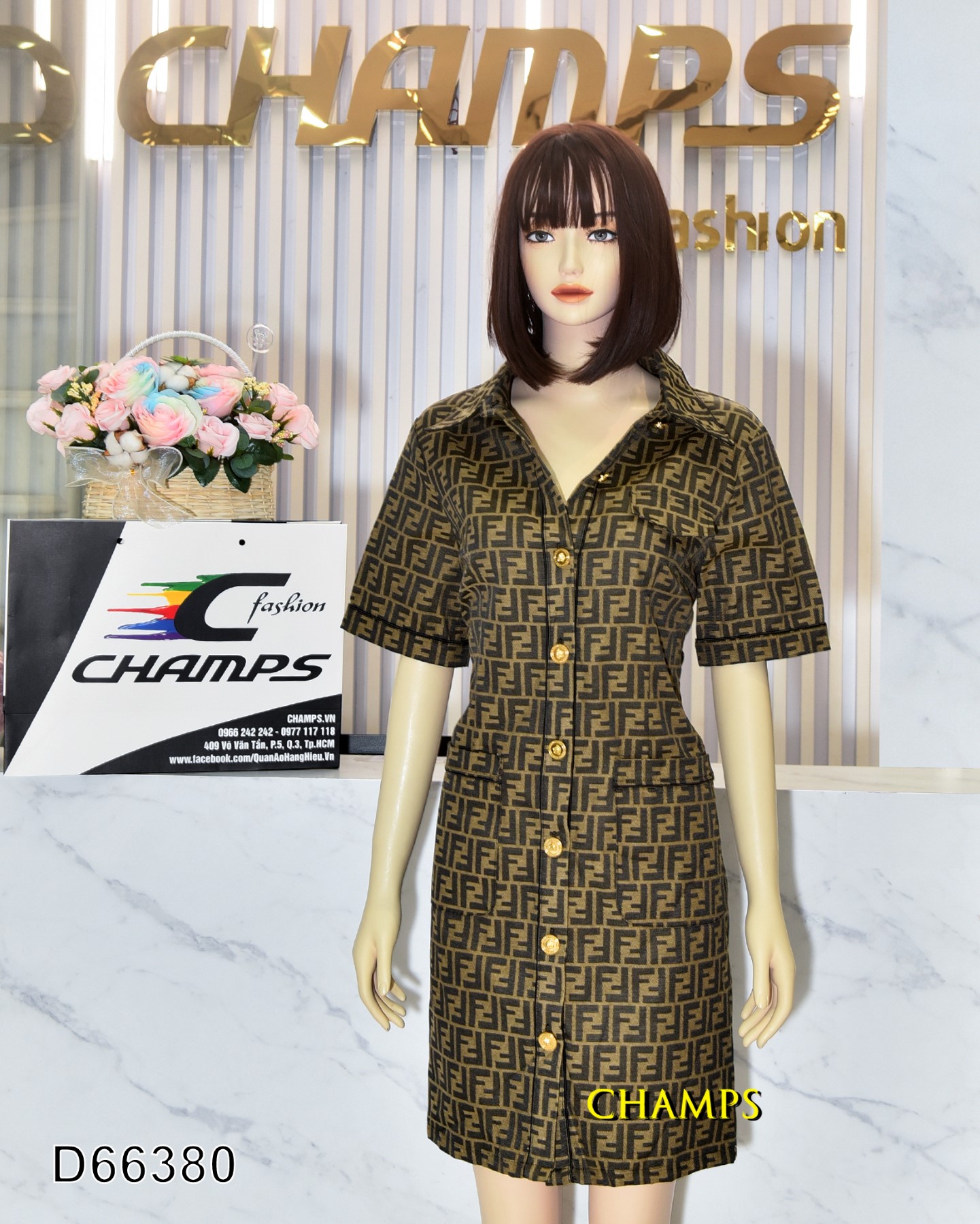 ĐẦM FENDI NÂU 66380