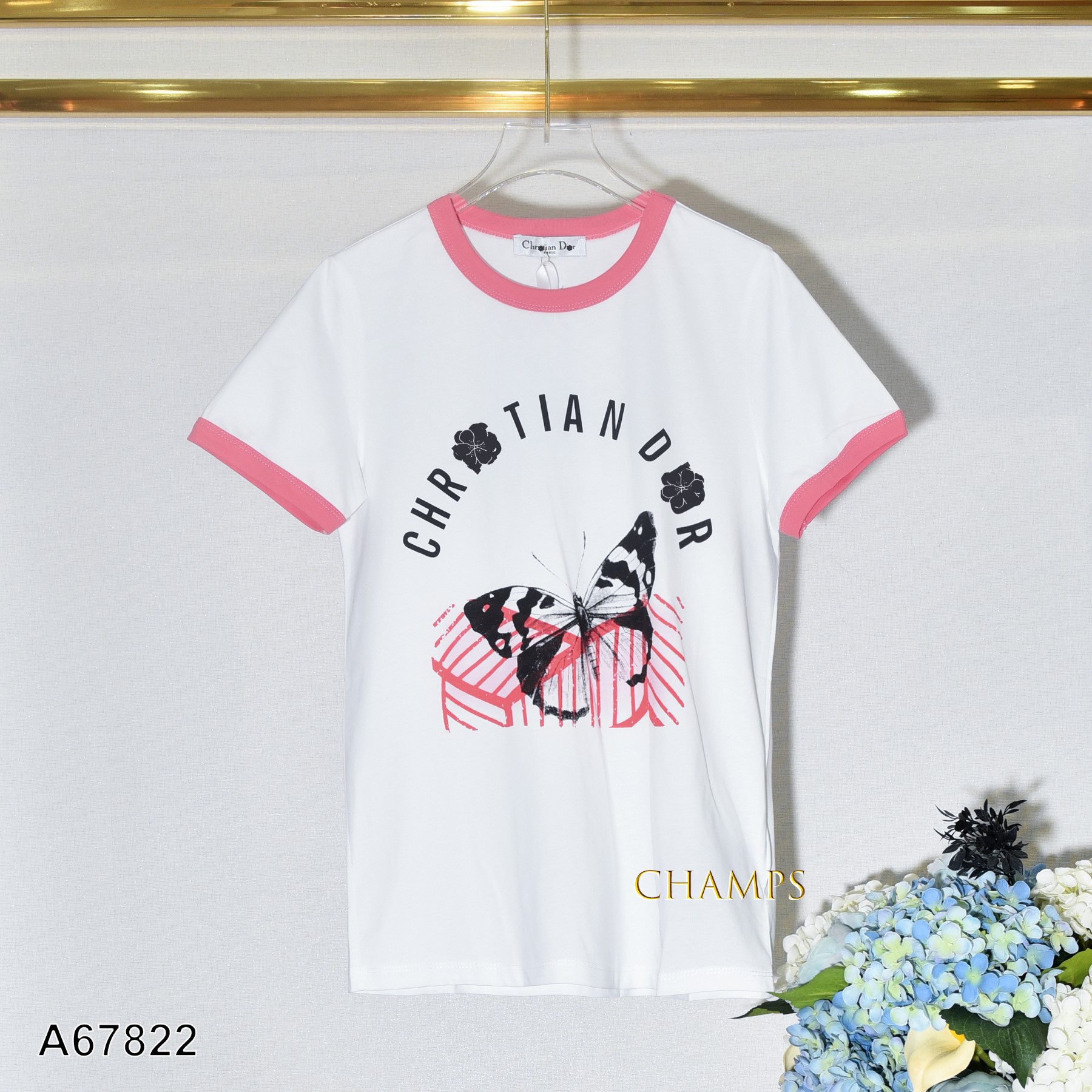 ÁO THUN TRẮNG DIOR HỒNG 67822