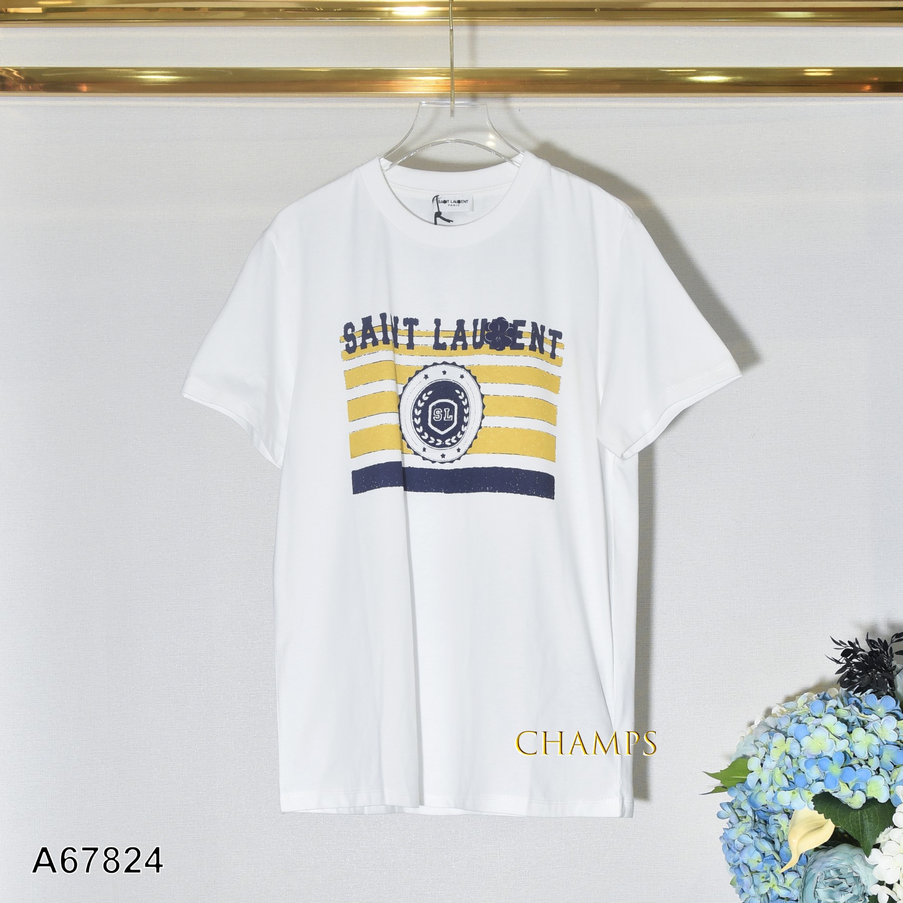 ÁO THUN TRẮNG YSL HOA VĂN 67824