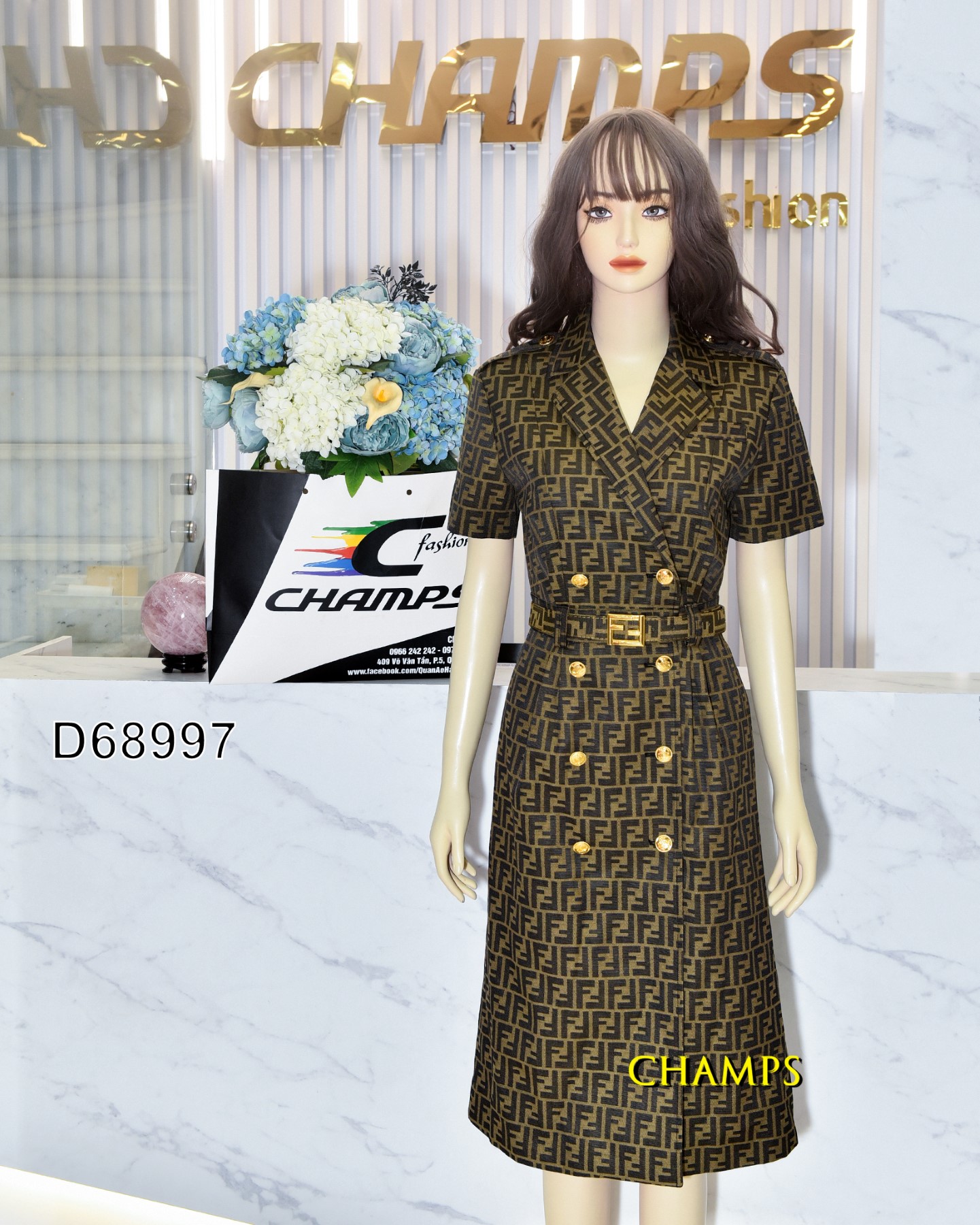 ĐẦM FENDI NÂU DÀI +DN 68997