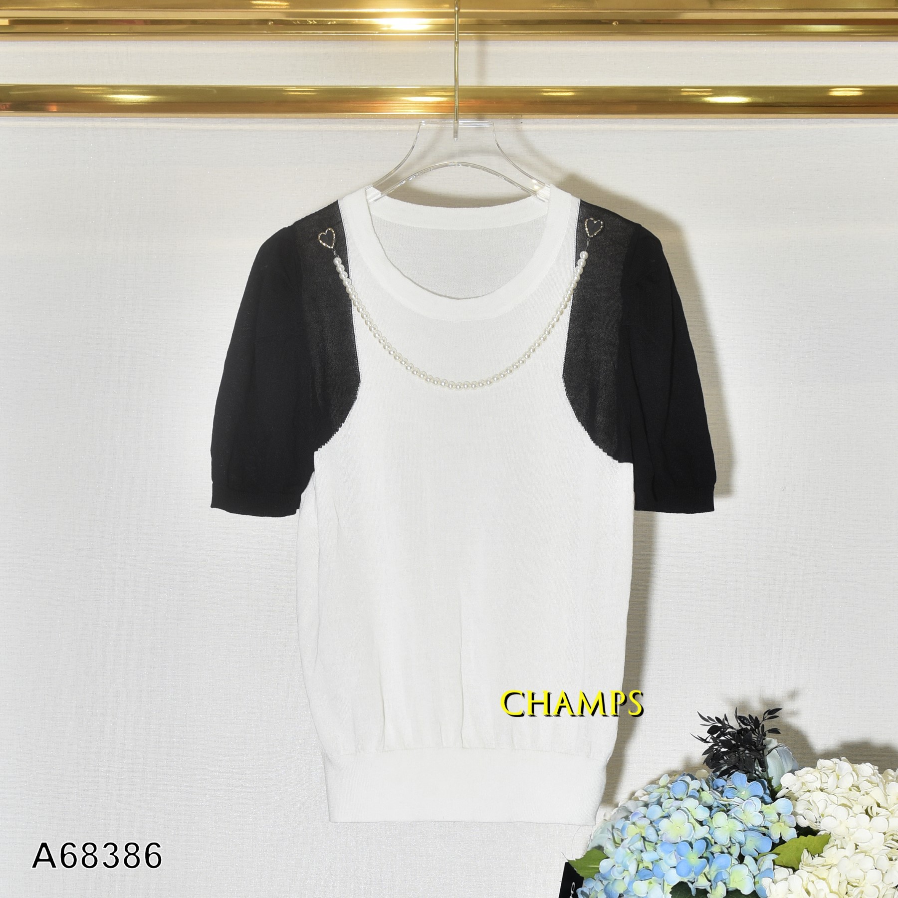 ÁO LEN TRẮNG PHỐI ĐEN 68386