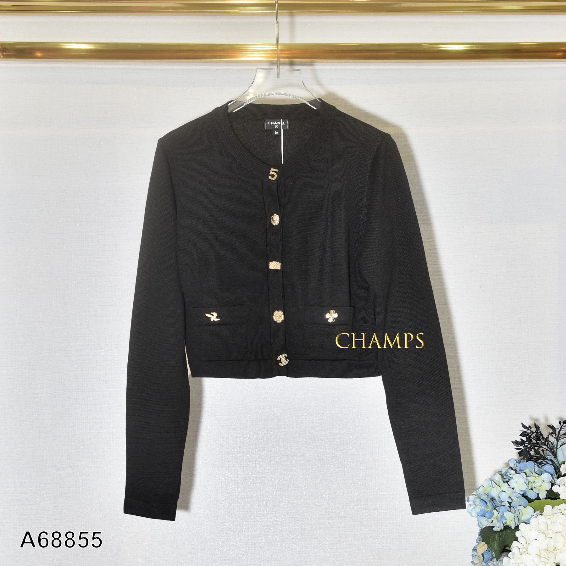 ÁO LỬNG ĐEN CHANEL TAY DÀI 68855