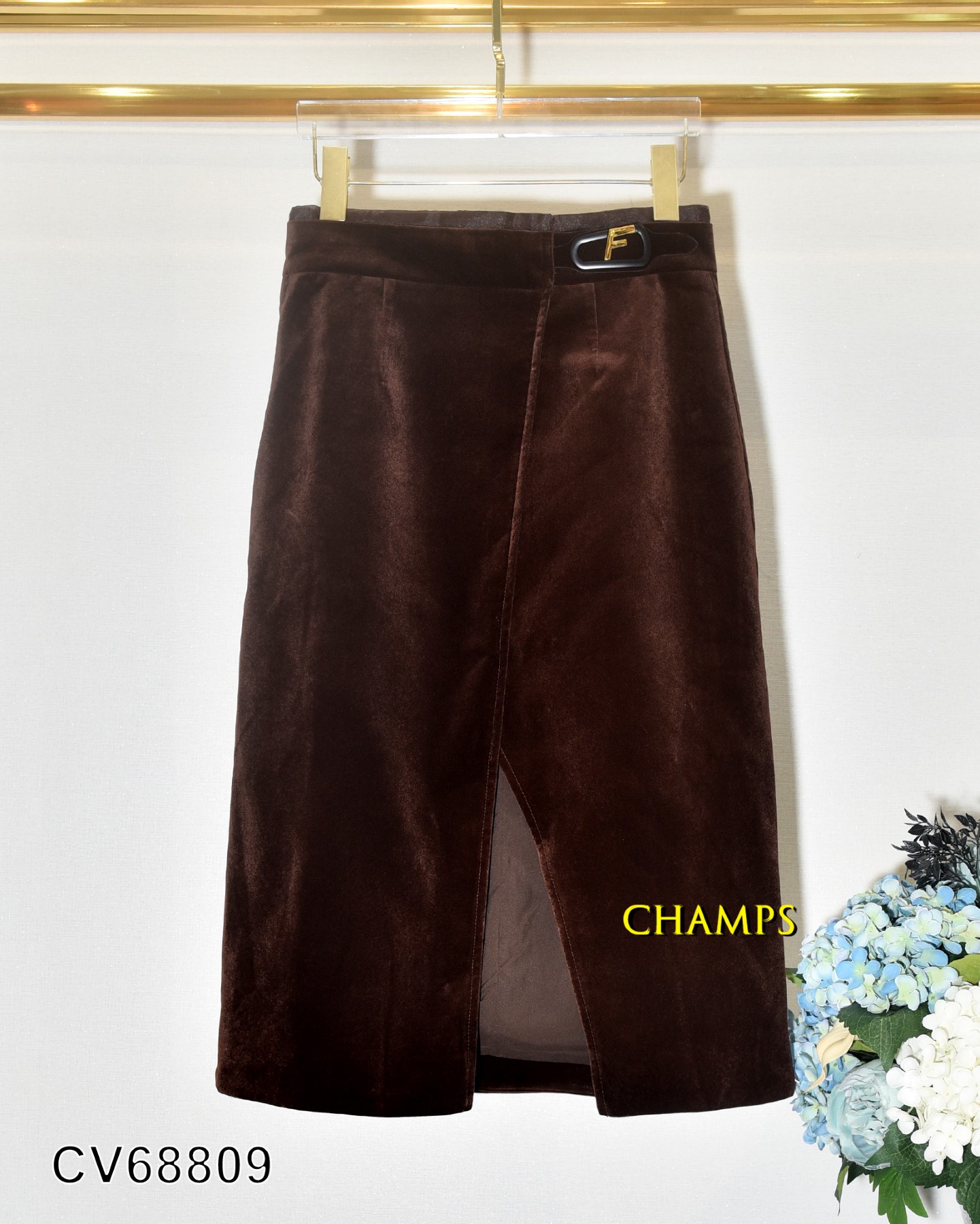 CHÂN VÁY NÂU NHUNG F DÀI 68809