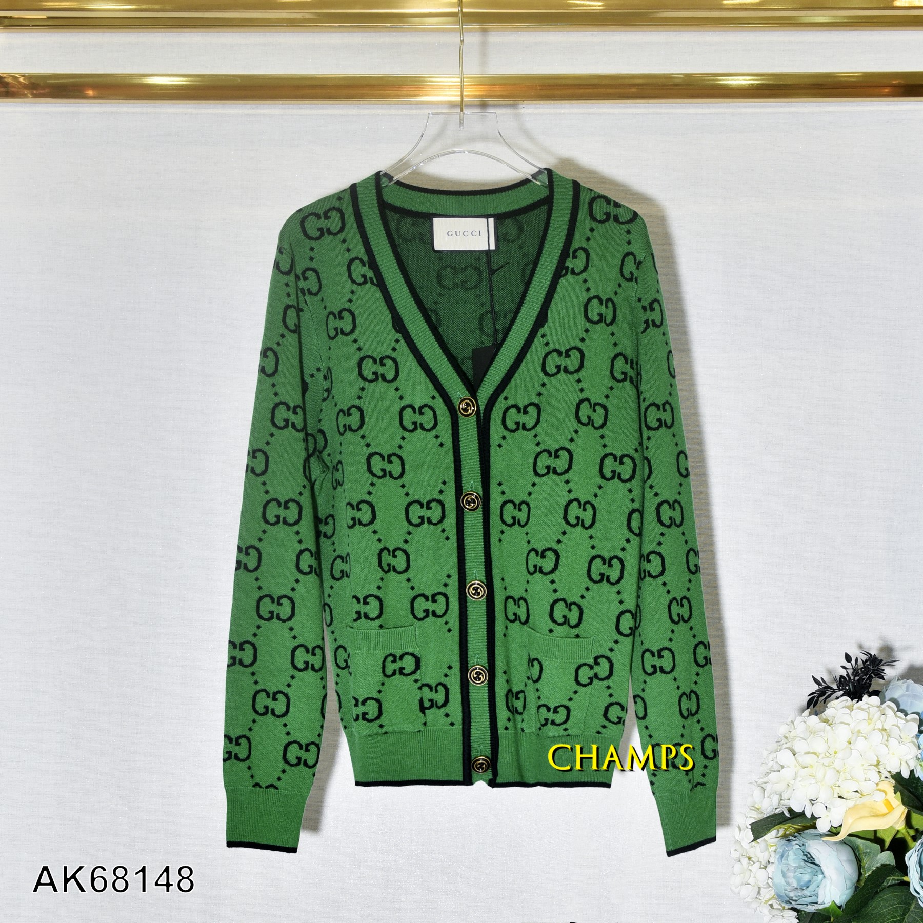 ÁO KHOÁC LEN XANH GUCCI 68148