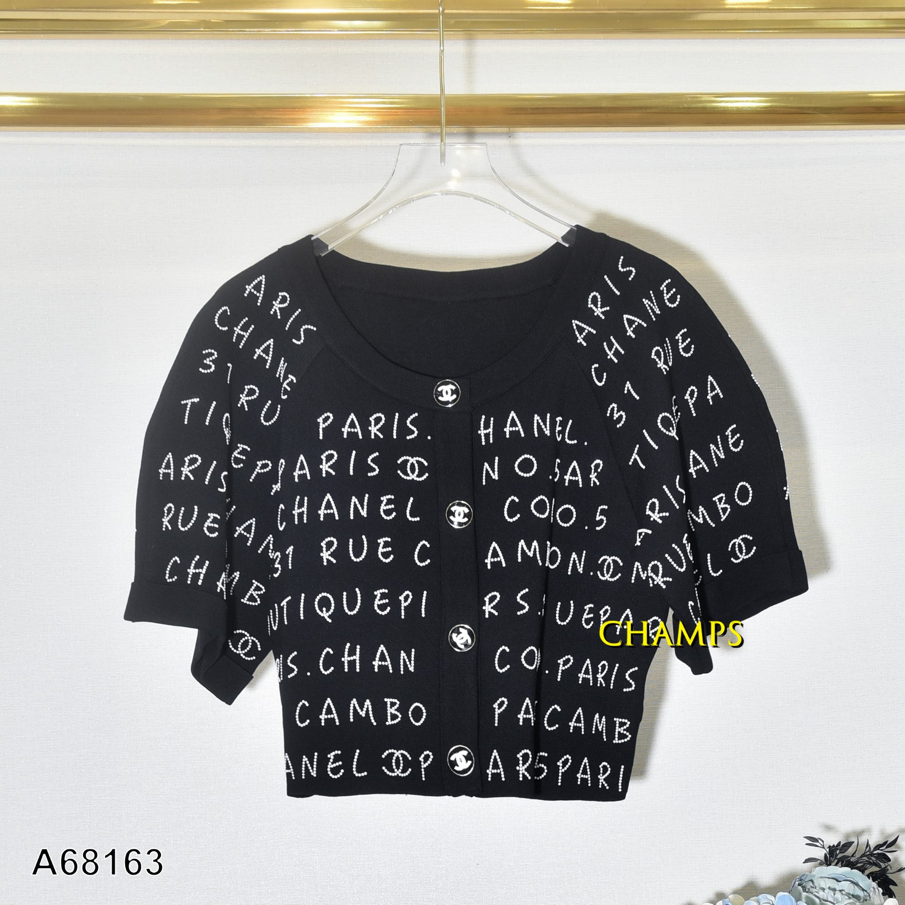 ÁO KHOÁC LEN ĐEN CHANEL 68163