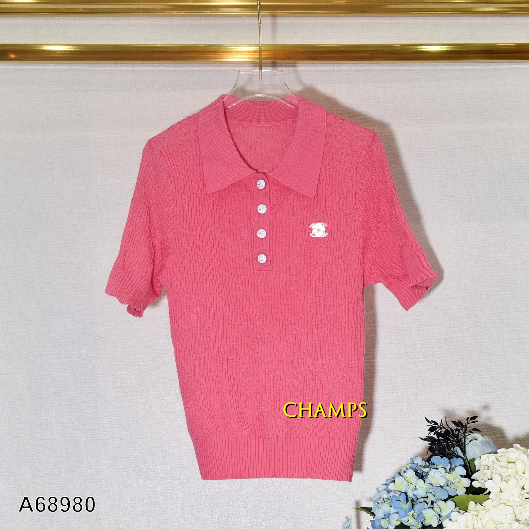 ÁO LEN HỒNG CỔ CHANEL 68980