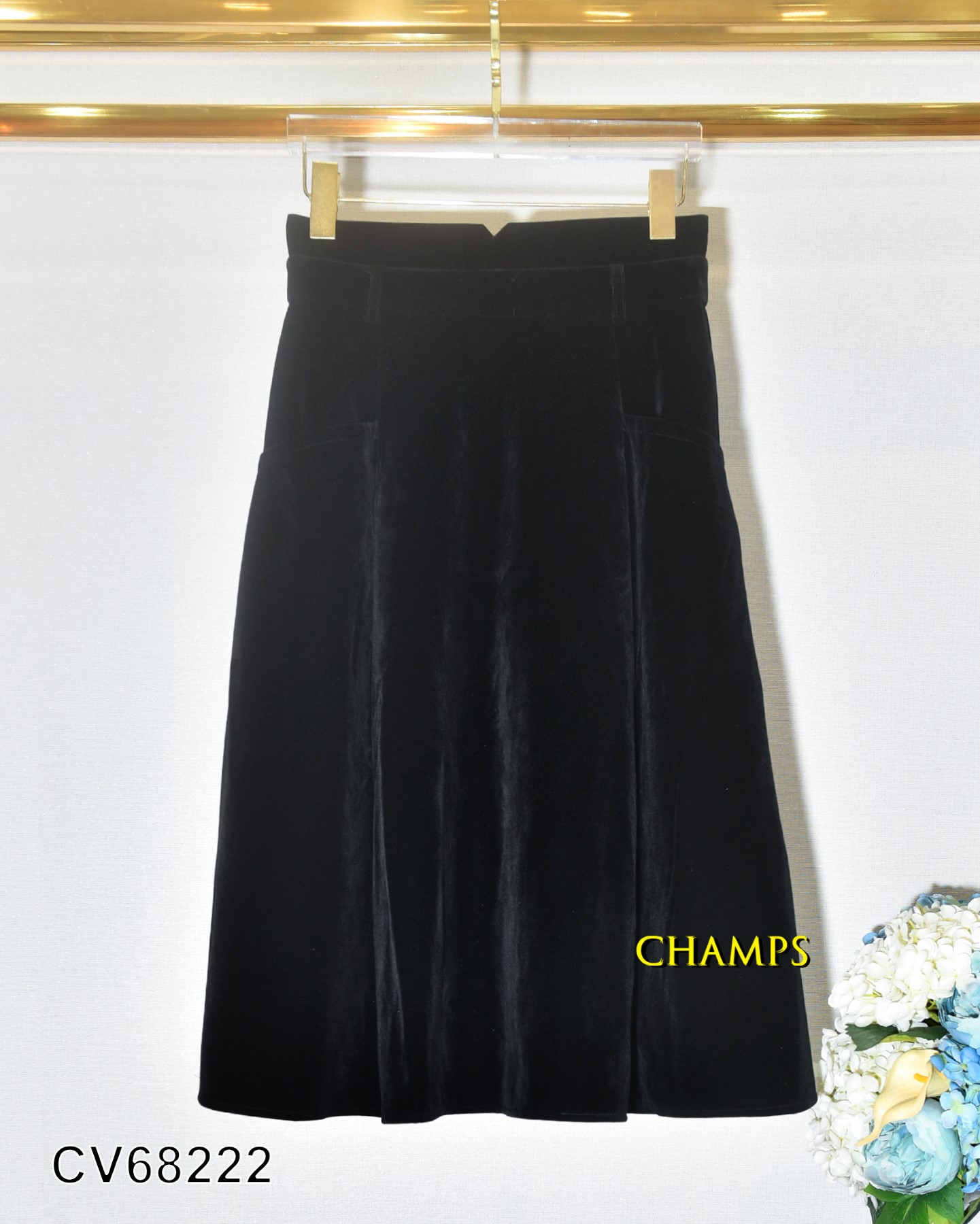 CHÂN VÁY NHUNG ĐEN XÒE DÀI +DN 68222