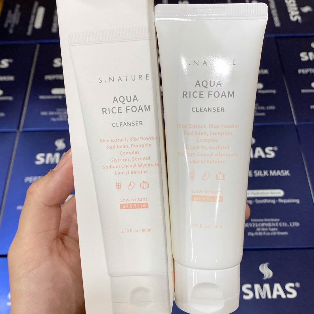 VAT - [ PEONYNK ] Sữa Rửa Mặt Sáng da S.Nature Aqua Rice Foam 80ml