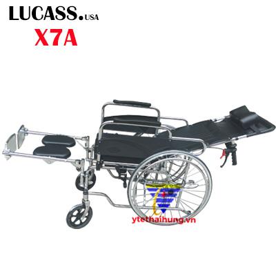 Xe lăn đa năng có bô vệ sinh, ngả nằm, chống lật, 2 tay phanh Lucass X7A