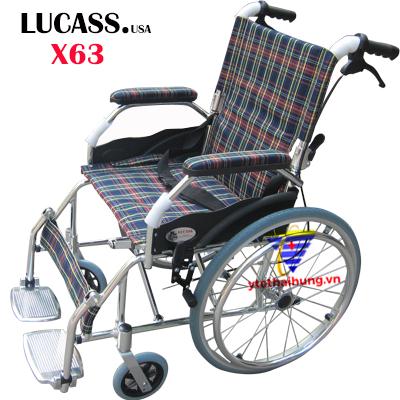 Xe lăn hợp kim nhôm Lucass X63 hoặc X63L kẻ cho người nhỏ nhẹ