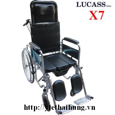 Xe lăn đa năng có bô + ngả nằm + 2 tay phanh Lucass X7 hoặc X7A