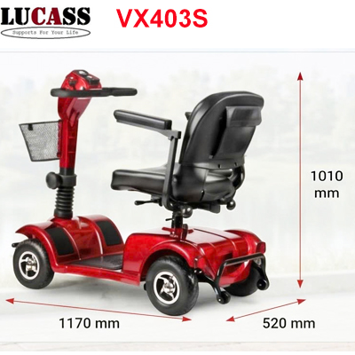 Kích thước xe điện 4 bánh Lucass VX403S cho người khuyết tật