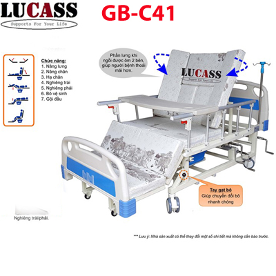 Giường y tế 4 tay quay đa chức năng Lucass GB-C41 (GB-63C)