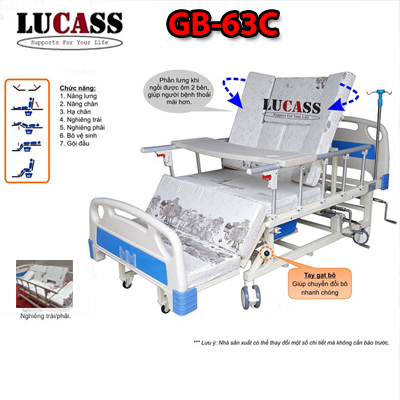 Giường y tế đa chức năng 4 tay quay Lucass GB-63C