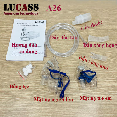 Máy Xông Khí Dung Lucass A26 may xong khi dung lucass a26 phu kien