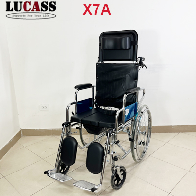 Xe lăn đa năng có bô vệ sinh ngả nằm chống lật Lucass X7A