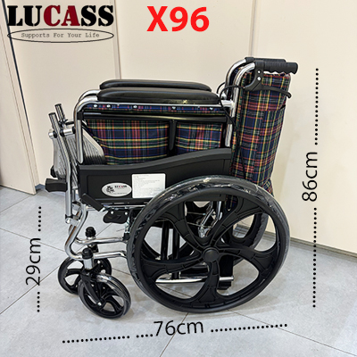Xe lăn Lucass X96 bánh đúc, rộng ngang cho người to béo
