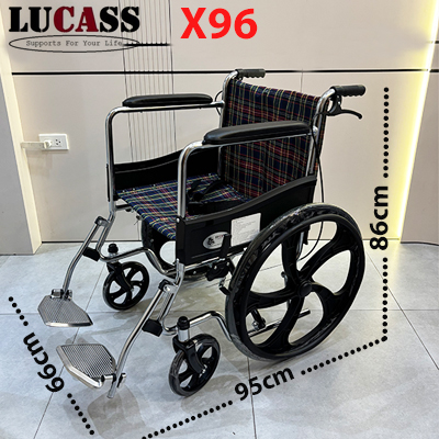 Xe lăn Lucass X96 bánh đúc, rộng ngang cho người to béo