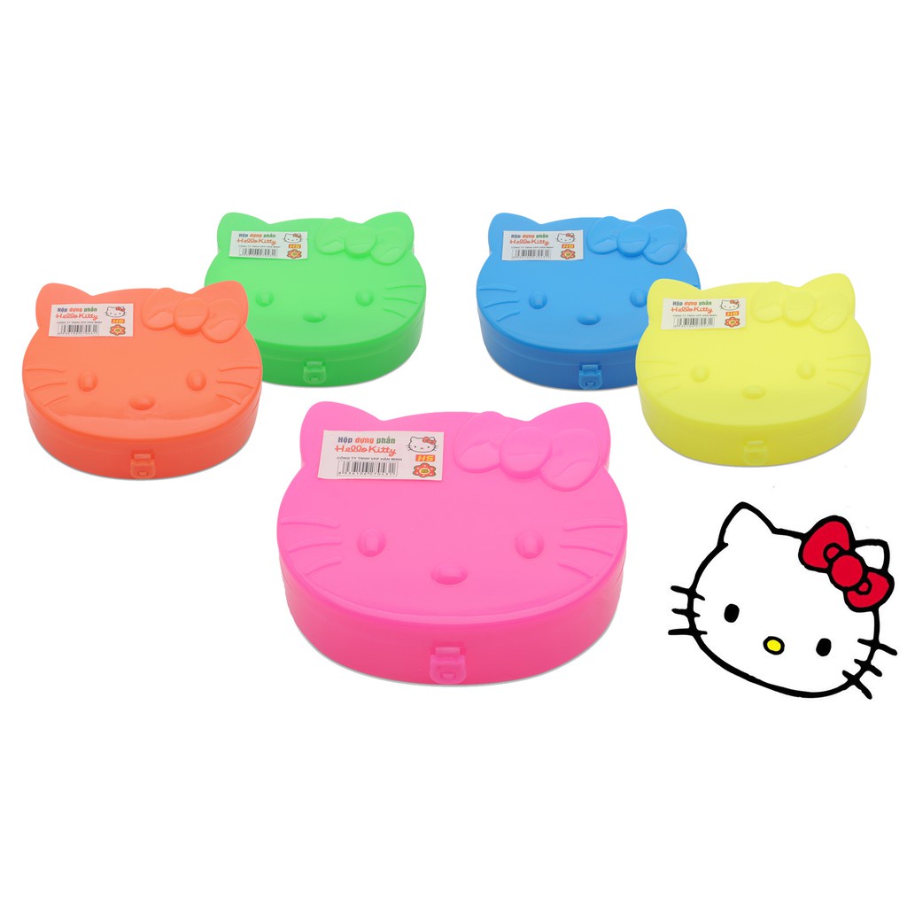 Hộp Đựng Phấn Hán Minh Hello Kitty (Gồm Mút Và Phấn Trắng)