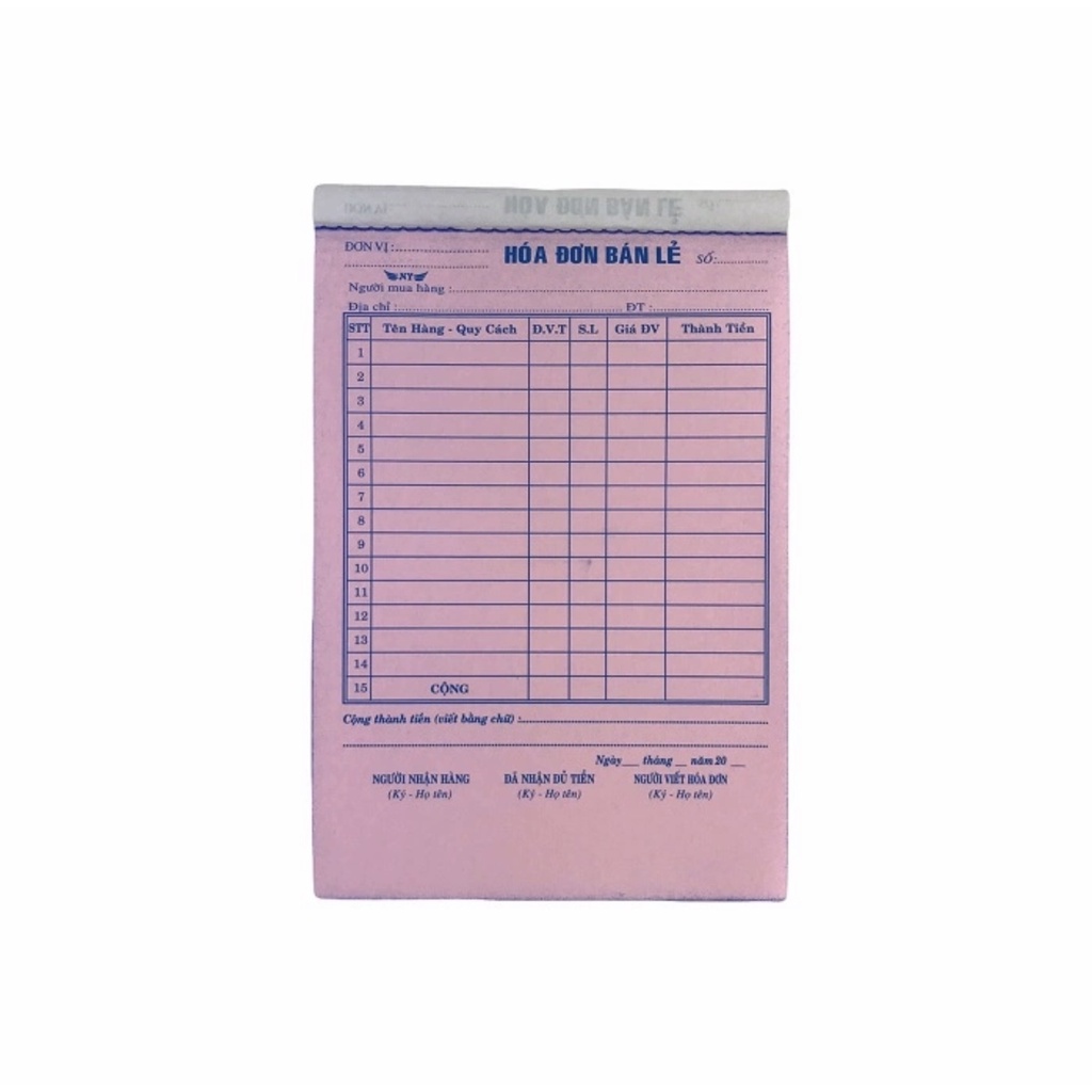 Hóa Đơn Bán Lẻ 2 Liên - 50 Bộ Có Đế (13x20cm)