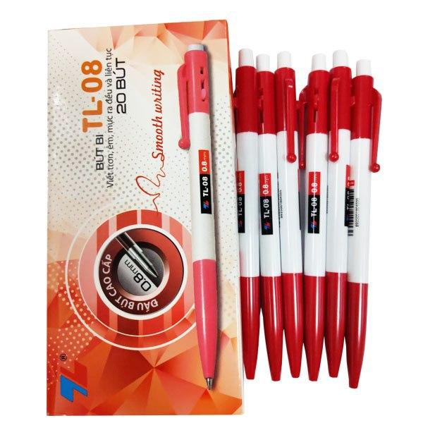Bút Bi Bấm 0.8mm Thiên Long TL-08 (Mực Đỏ)
