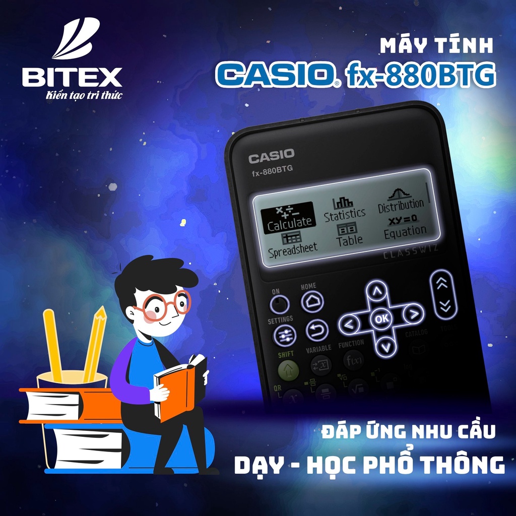 Máy tính Casio Fx-880BTG (Màu Đen) [Siêu Phẩm 2022] [Bảo Hành Chính Hãng 7 Năm 1 Đổi 1]