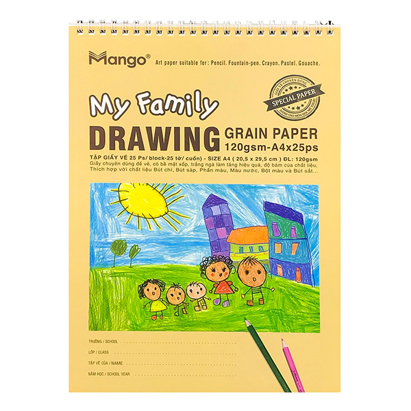 Tập Giấy Vẽ A4 Mango Family Drawing