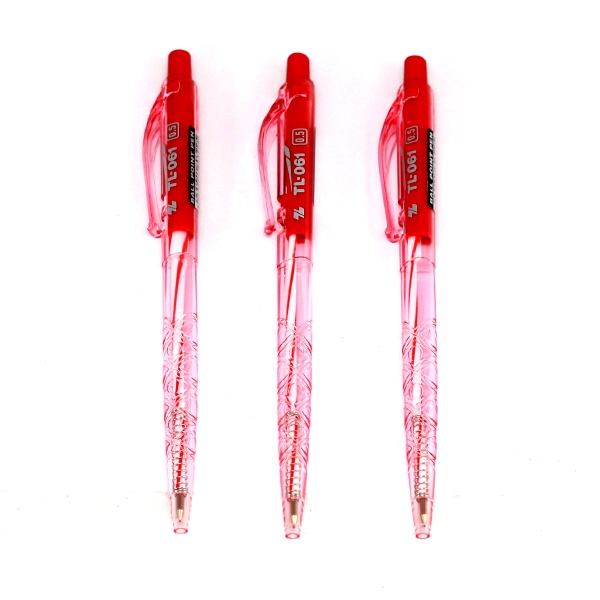 Bút Bi Bấm 0.5mm Thiên Long TL-061 (Mực Đỏ)